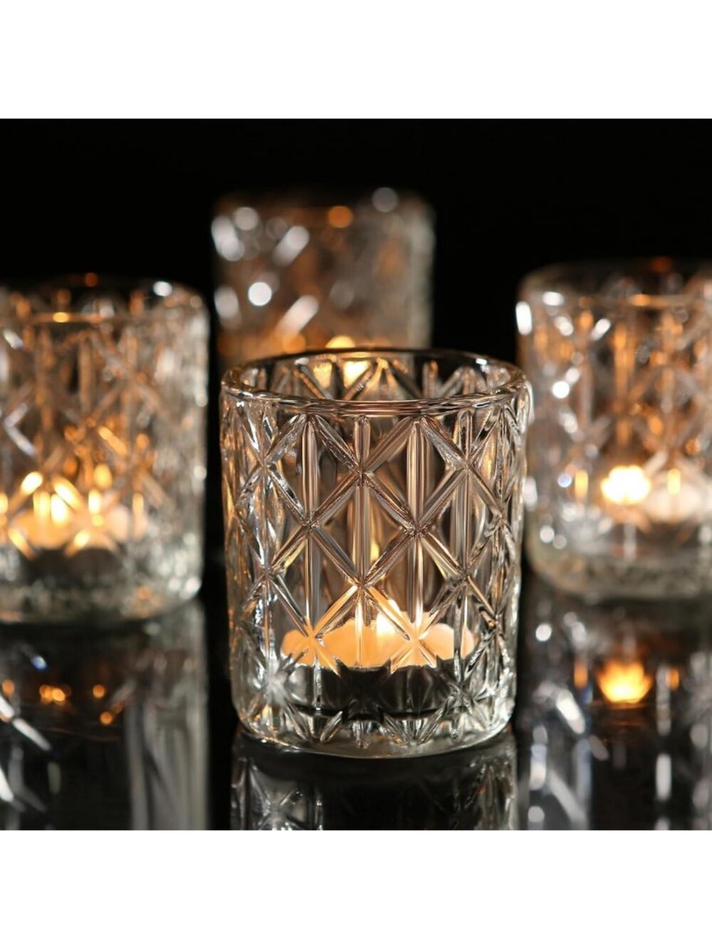 48 Clear Glass Votive Candle Holders - Small Tea Light Holders for Home Decor